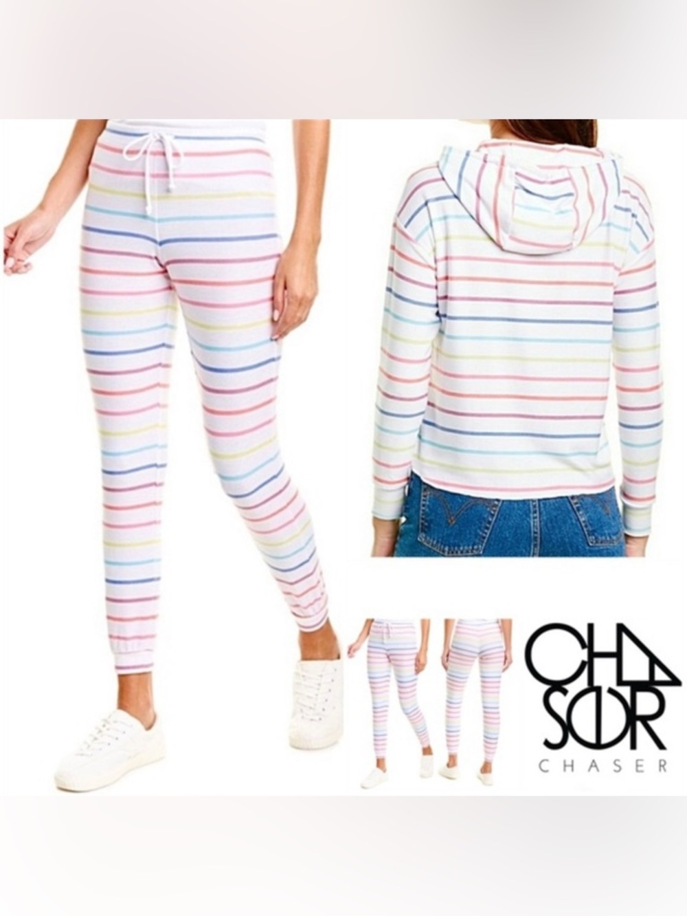 NWT Chaser Rainbow Drawstring Knit Pant - Picture 3 of 9